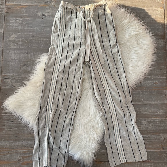 Free People Take Me To Paris Stripe Printed Pants Gray S - Picture 4 of 6